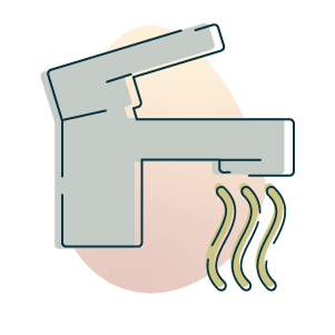 a drawn picture of a sink faucet